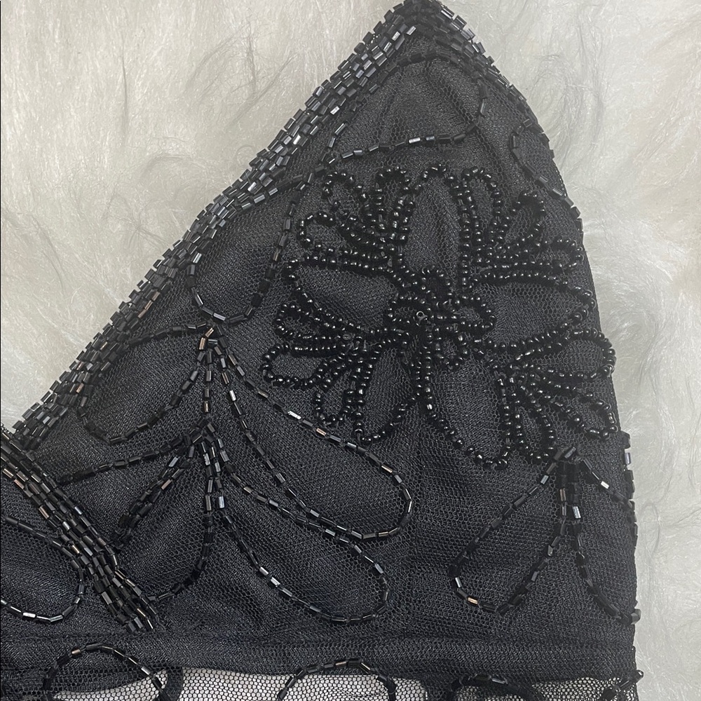 Black Sheer Floral Halter Top - Picture 7 of 12